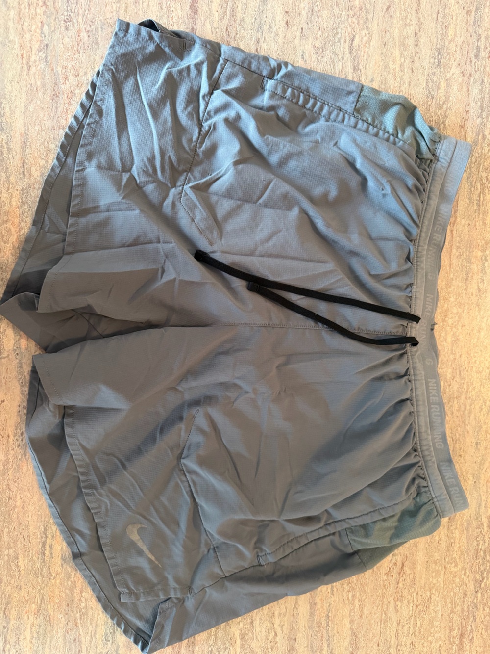 Nike Light Gray Ripstop Windbreaker with Black Drawstrings